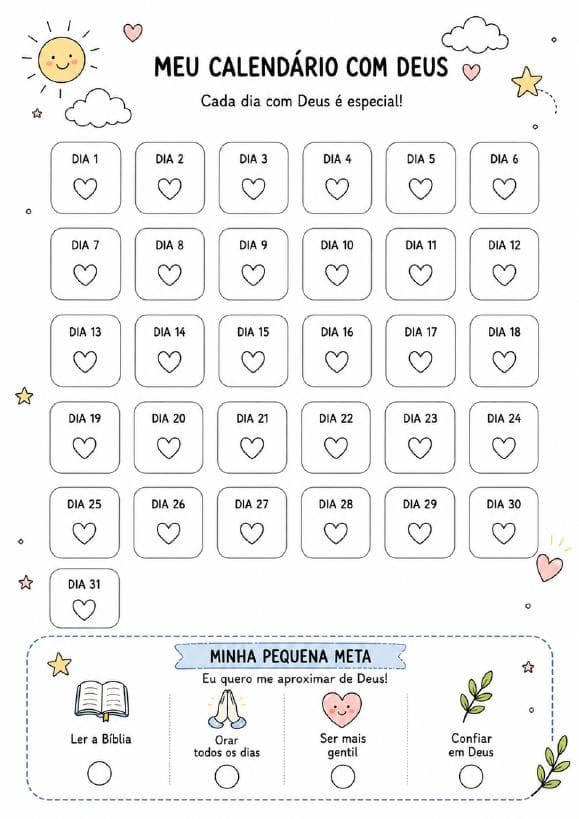 Calendário com Deus: ela pinta um coração por dia